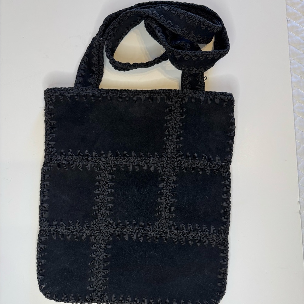Vintage Nine West Boho Sueded Leather Patch ShoulderBag